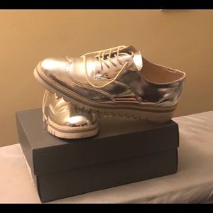 Zara Silver Platform Oxfords
